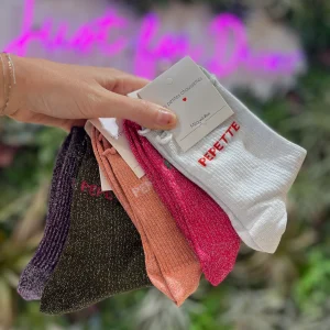 Chaussettes à paillettes – Écriture "PEPETTE"