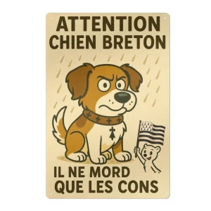 🐾 Plaque Métallique Chien Breton Il ne Mord que …