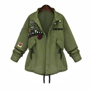 Veste militaire verte à manches longues pour femme