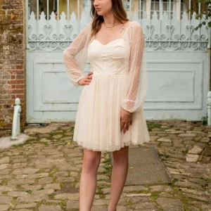 Robe Esmée – Robe courte en tulle plumetis ivoire