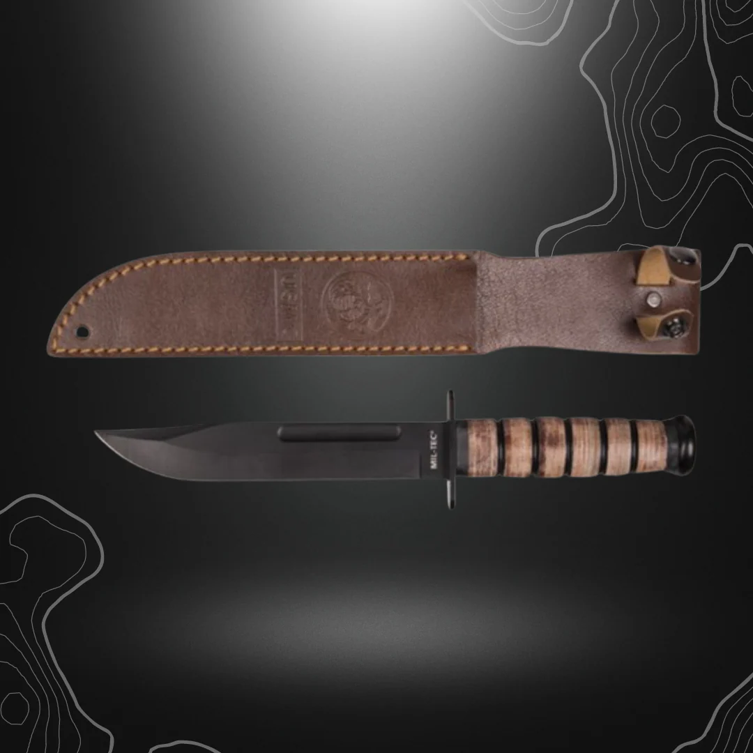 COUTEAU DE COMBAT USMC AVEC ETUI CUIR - MILTEC
