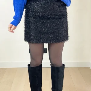 Jupe Silas – Jupe courte noire effet texturé