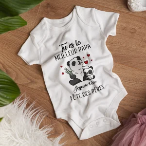 Body Bébé 100% Coton Bio - Le Meilleur Papa - Joyeuse Prèmière Fête Des Pères - L270522S43