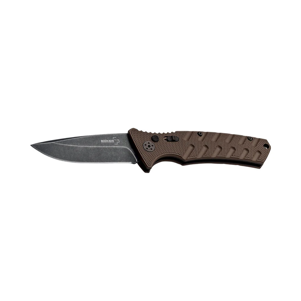 COUTEAU PLIANT AUTOMATIQUE STRIKE SPEARPOINT COYOTE | BOKER PLUS – Image 2