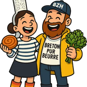 Autocollant "Le Couple Breton : Kouign Amann & Artichauts"