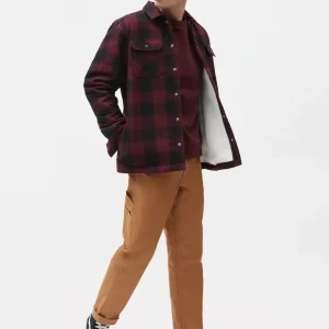 Chemise Homme Dickies Sacramento Doublée Sherpa - Confort et Style en Noir et Bordeaux