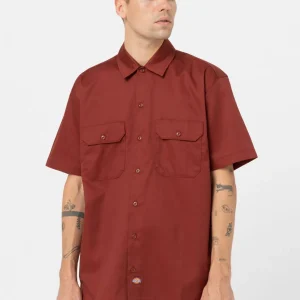 Chemise Dickies Work Shirt Homme Brique à Manches Courtes - Style Décontracté et Robuste