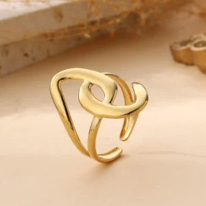 Bague dorée abstraite