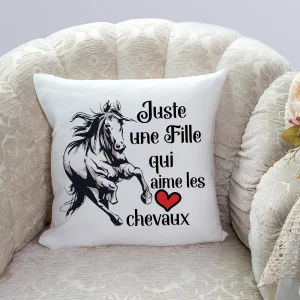 Lebonshirt Coussin Et Housse Juste une Fille Qui Aime Les Chevaux - L060422S17