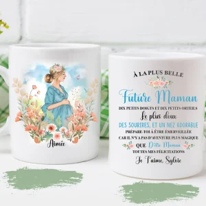 Lebonshirt® Mug Céramique Impression Panoramique Personnalisé - Future Maman, La Plus Belle, Le Plus Doux - L060522S28