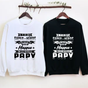 Sweatshirt Premium Homme - Papy - Super Héro Qui Ne Porte Pas De Masque - L300522S36