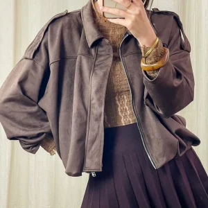 Bomber Lilith – Veste effet daim et coupe oversize ballon