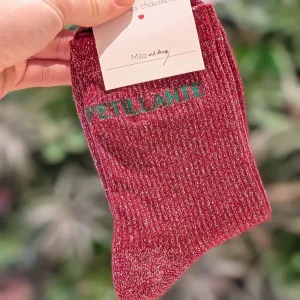 Chaussettes à paillettes – Écriture "PETILLANTE"