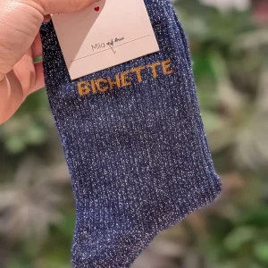 Chaussettes à paillettes – Écriture "BICHETTE"