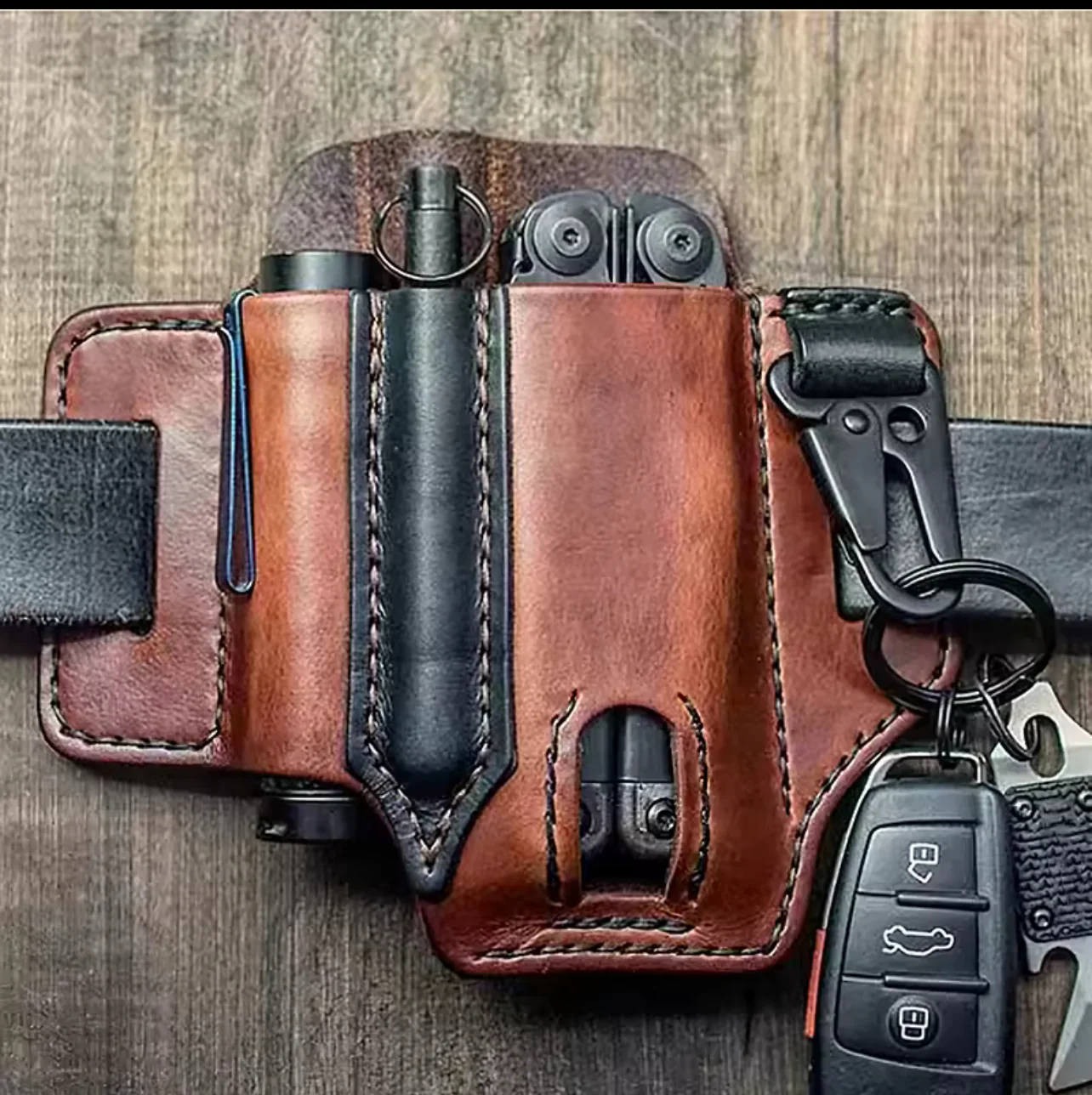 Ceinture Tactique en Cuir – Étui Multi-Outils de Rangement Compact – Image 5