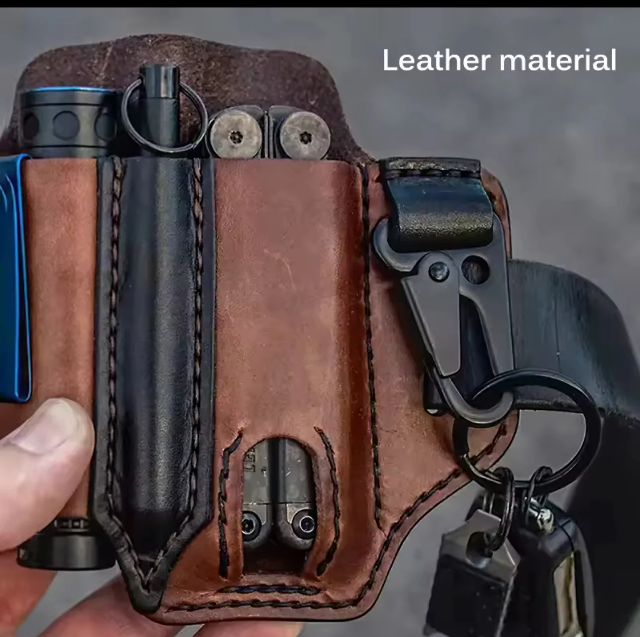 Ceinture Tactique en Cuir – Étui Multi-Outils de Rangement Compact – Image 7