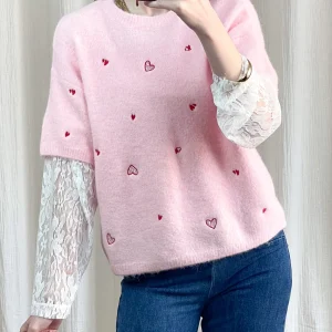 Pull Armelle - Pull t-shirt avec manches dentelles