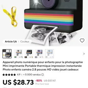 Appareil Photo Numérique pour Enfants avec Impression Instantanée