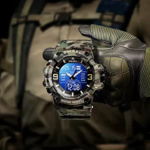 Montre militaire homme – Sport étanche camouflage double affichage