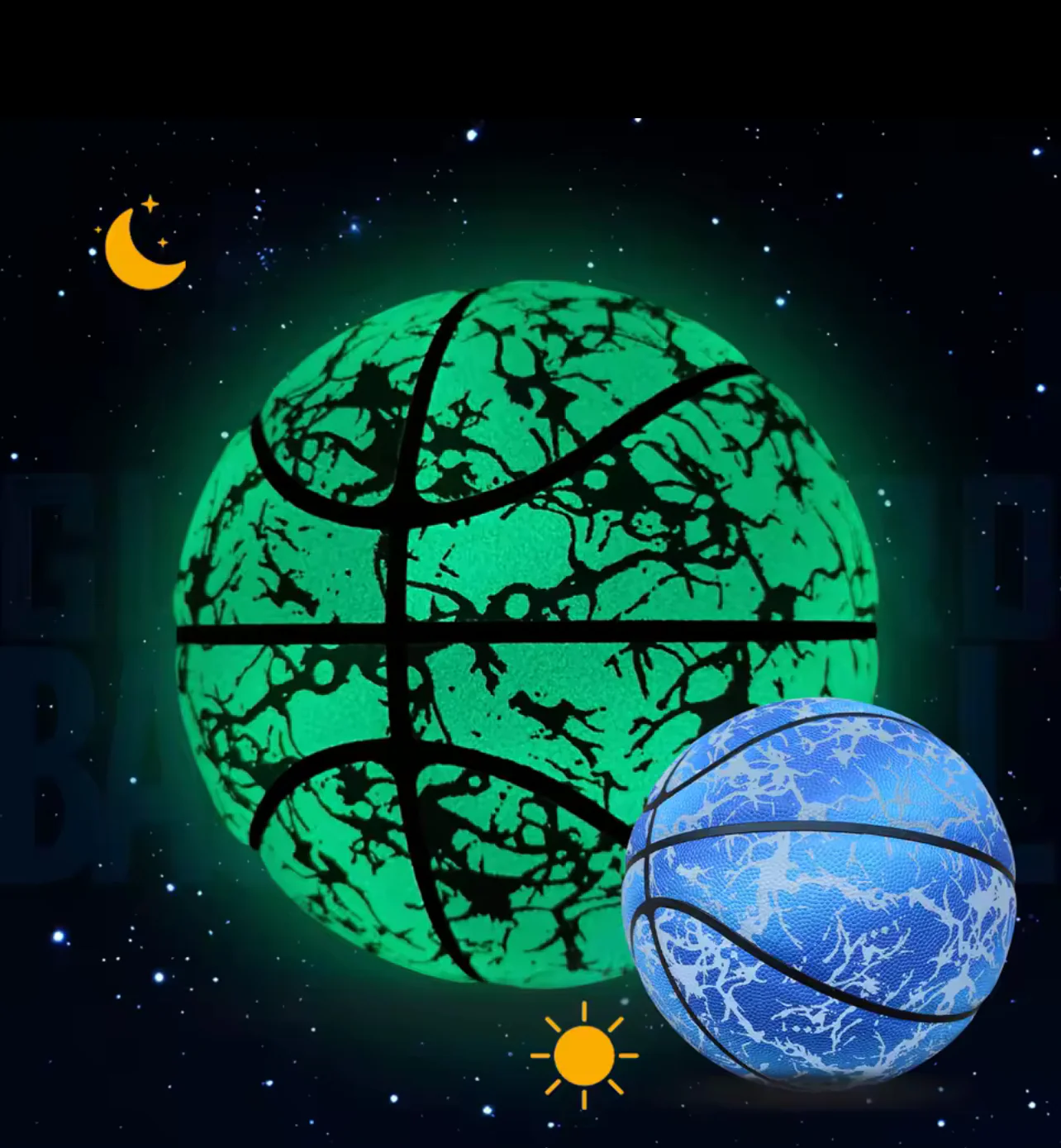 Ballon de basket lumineux réfléchissant – Brillant jour & nuit, résistant à l’usure, tailles 7/6/5, entraînement et loisirs en cuir PU souple – Image 4