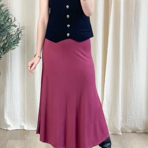 Jupe Ivana – Jupe longue fluide prune