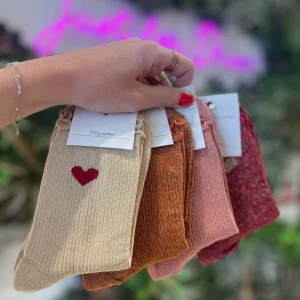 Chaussette à paillettes coeur