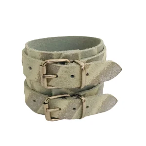 Bracelet de Force en Cuir Gris Métallique-Lima - Style et Confort pour les Activités de Force