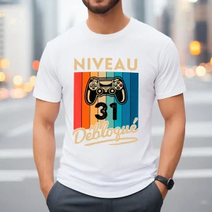 T-shirt Homme Niveau 31 Débloqué - Cadeau Parfait Anniversaire 31 Ans - L240522S01_31
