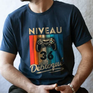 T-shirt Homme Niveau 36 Débloqué - Cadeau Parfait Anniversaire 36 Ans - L240522S01_36