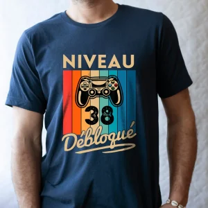 T-shirt Homme Niveau 38 Débloqué - Cadeau Parfait Anniversaire 38 Ans - L240522S01_38