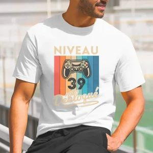 T-shirt Homme Niveau 39 Débloqué - Cadeau Parfait Anniversaire 39 Ans - L240522S01_39
