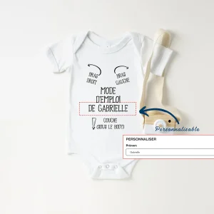 Lebonshirt Body Bébé Premium Personnalisé - Mode d'Emploi, Cadeau Humour Pour Nouveaux Parents - L020622S28