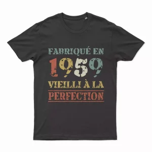 Lebonshirt® T-shirt Premium Homme, Cadeau Anniversaire 1959 Fabriqué En 1959 Vieilli A La Perfection, Style Rétro Vintage - L020222S59