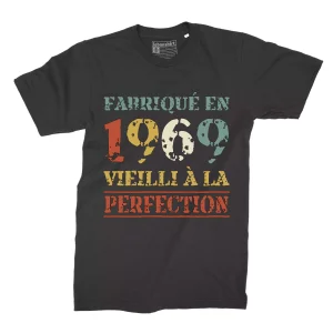 Lebonshirt® T-shirt Premium Homme, Cadeau Anniversaire 1969 Fabriqué En 1969 Vieilli A La Perfection, Style Rétro Vintage - L030222S69