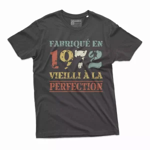 Lebonshirt® T-shirt Premium Homme, Cadeau Anniversaire 1972 Fabriqué En 1972 Vieilli A La Perfection, Style Rétro Vintage - L030222S72