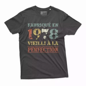 Lebonshirt® T-shirt Premium Homme, Cadeau Anniversaire 1978 Fabriqué En 1978 Vieilli A La Perfection, Style Rétro Vintage - L030222S78