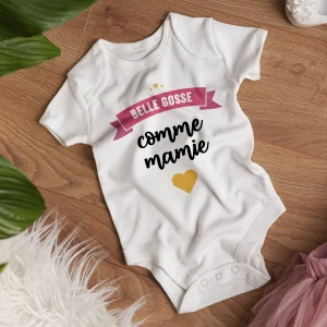 Lebonshirt Body Bébé 100% Coton Bio - Belle Gosse Comme Mamie - L170522S32