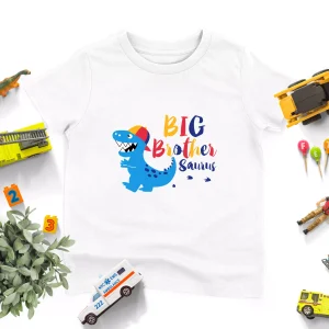 Lebonshirt® T-shirt Premium Enfant 100% Coton Bio - Big Brother Saurus, Grand-frère Dinosaure - L270422S19