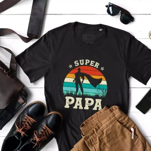 Lebonshirt® T-shirt Premium Homme 100% Coton Bio - Super Papa - Cadeau Original Pour Papa - L270422S15