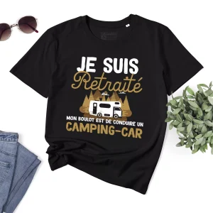 Lebonshirt® T-shirt Premium Homme Coton Bio - Je Suis Retraité - Mon Boulot Est De Conduire Un Camping Car - L270423S25