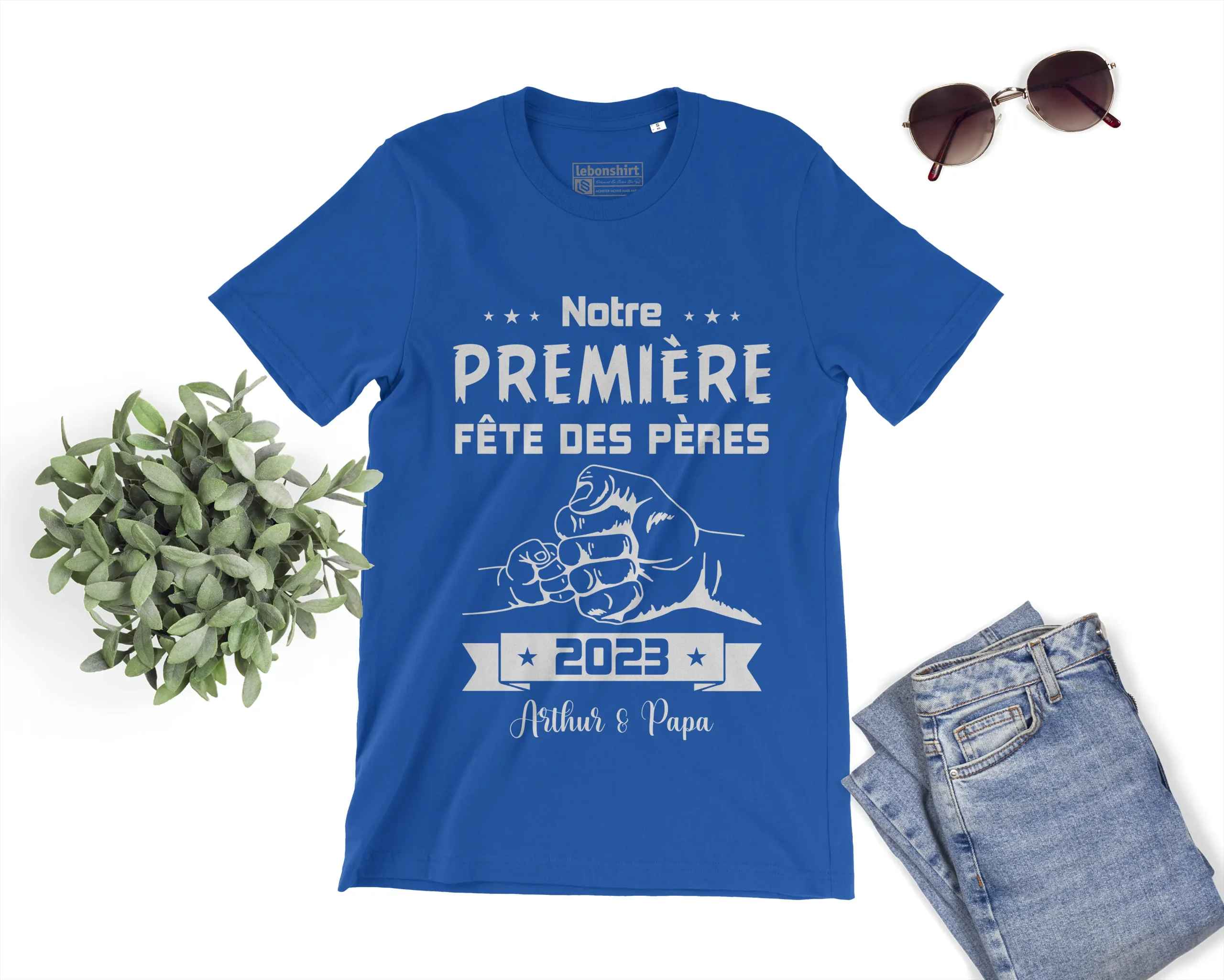 Lebonshirt® T-shirt Premium Homme Coton Bio - Notre Première Fête Des Pères 2024, Cadeau Personnalisé Nouveau Papa - L240522S23 – Image 4