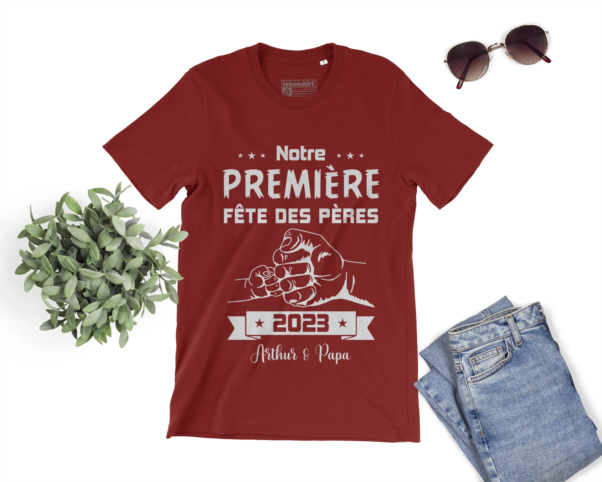 Lebonshirt® T-shirt Premium Homme Coton Bio - Notre Première Fête Des Pères 2024, Cadeau Personnalisé Nouveau Papa - L240522S23 – Image 6