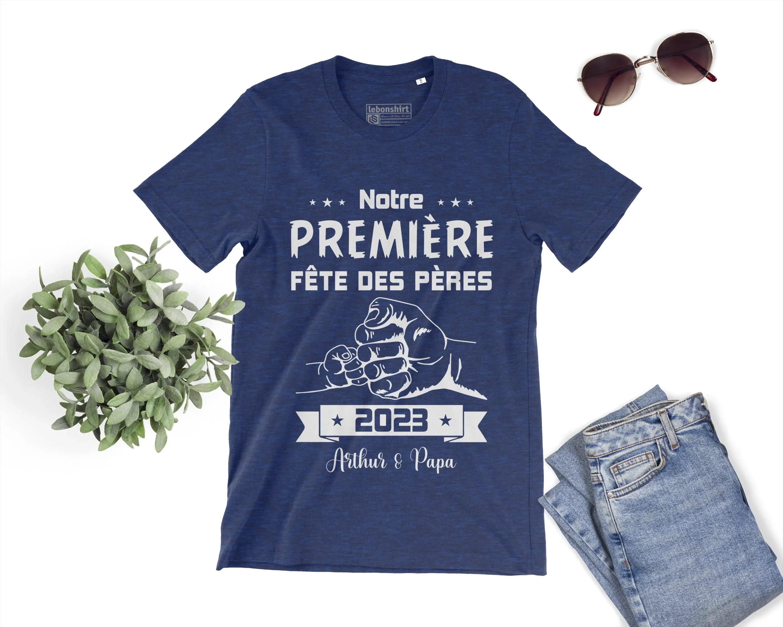Lebonshirt® T-shirt Premium Homme Coton Bio - Notre Première Fête Des Pères 2024, Cadeau Personnalisé Nouveau Papa - L240522S23 – Image 9