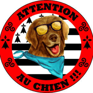 Autocollant Attention au Chien Drapeau Breton