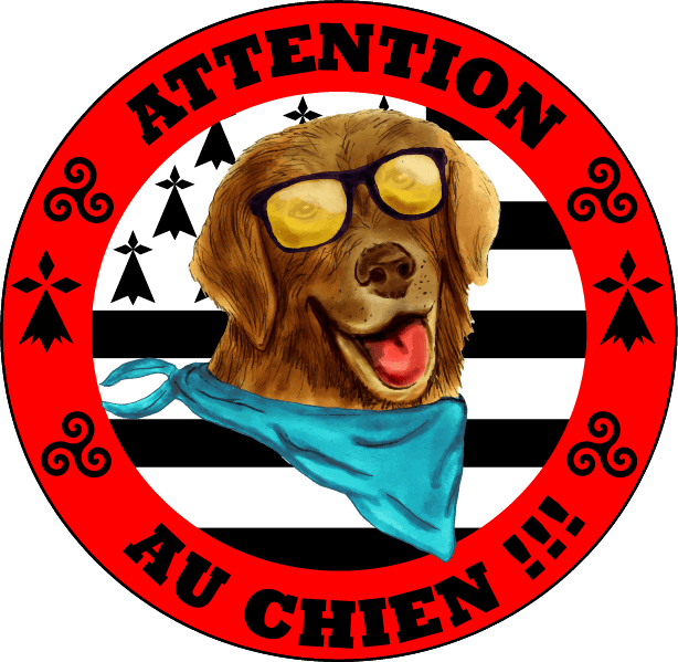 Autocollant Attention au Chien Drapeau Breton