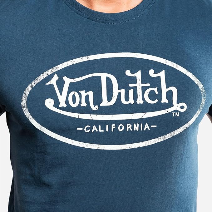 Tee Shirt Homme Von Dutch Col Rond Manches Courtes LOGO 2-MDB-Bleu – Image 2