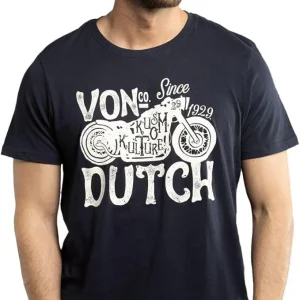 Tee Shirt Homme Von Dutch Col Rond Manches Courtes LOGO 3-NV-Bleu Marine