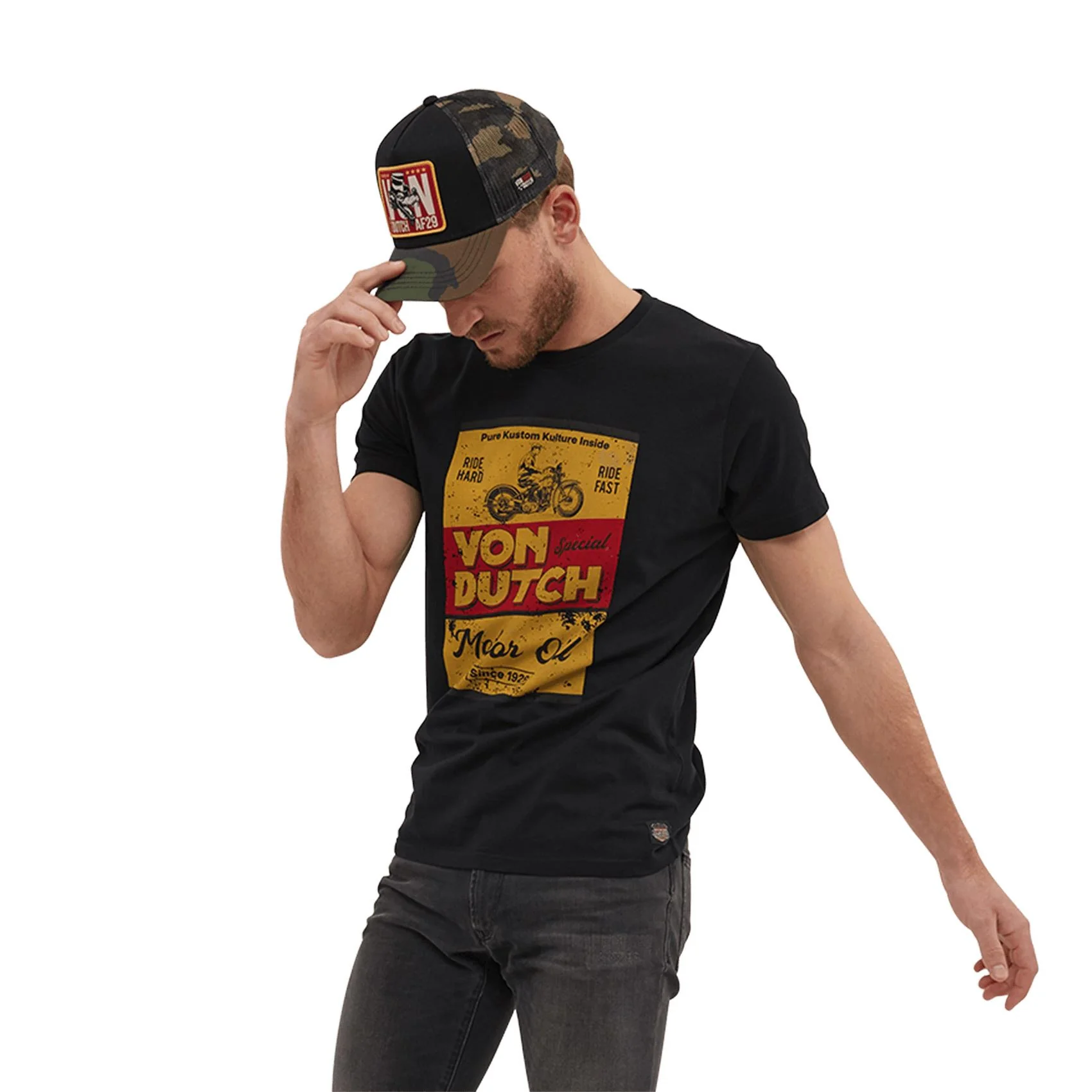 Tee Shirt Homme Von Dutch Col Rond Manches Courtes BOX-NR-Noir
