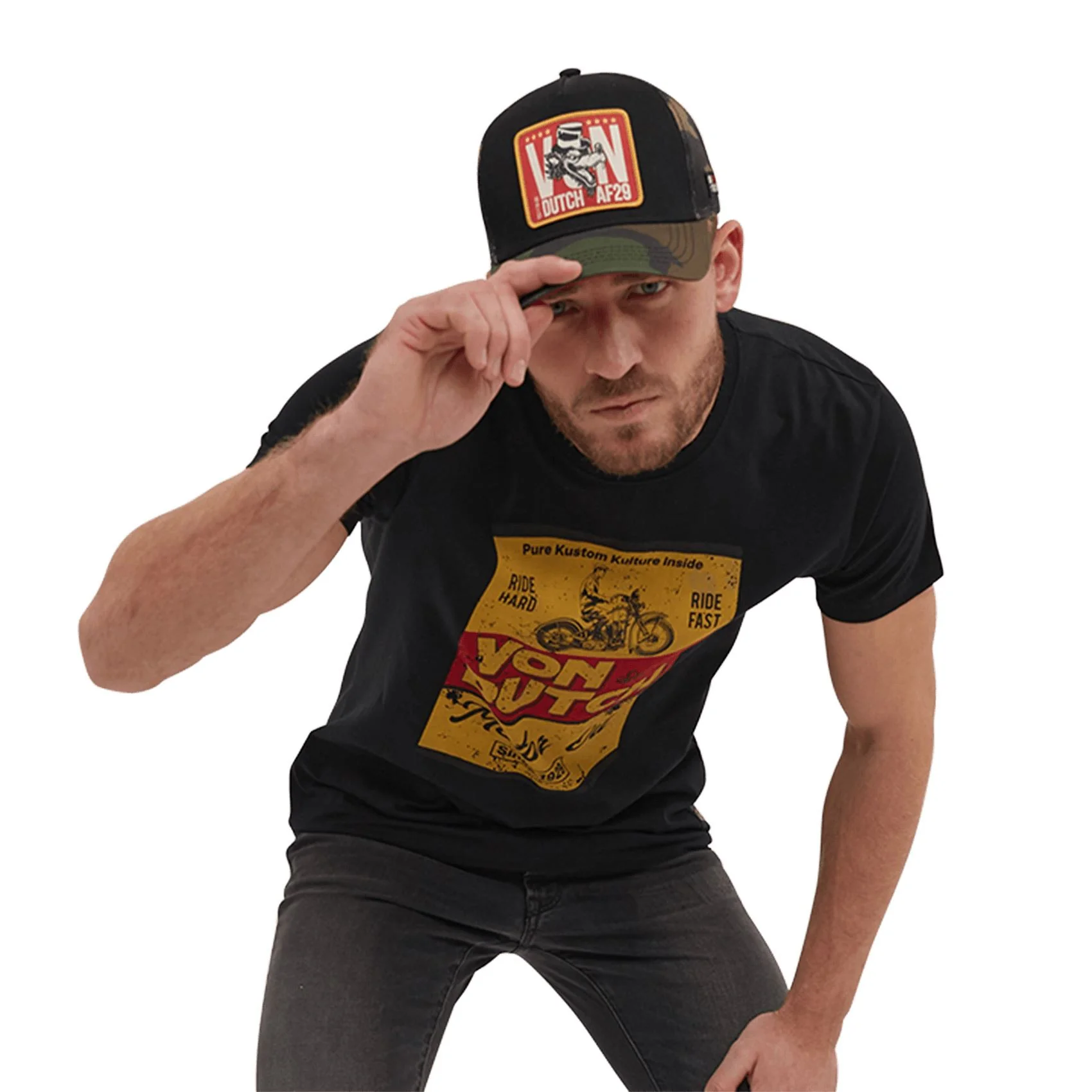 Tee Shirt Homme Von Dutch Col Rond Manches Courtes BOX-NR-Noir – Image 3