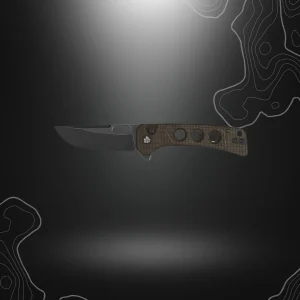 COUTEAU PLIANT 14C28N MICARTA MARRON LAME NOIRE | QSP UNICORN